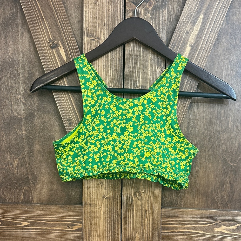 Zella Green and Yellow Floral Sports Bra